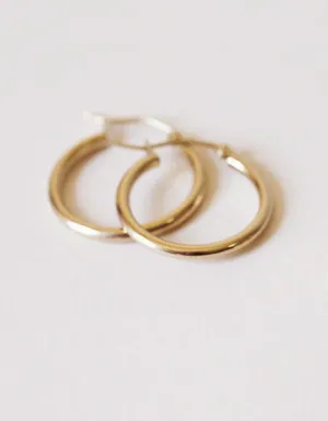 14K Gold large Staple Hoops