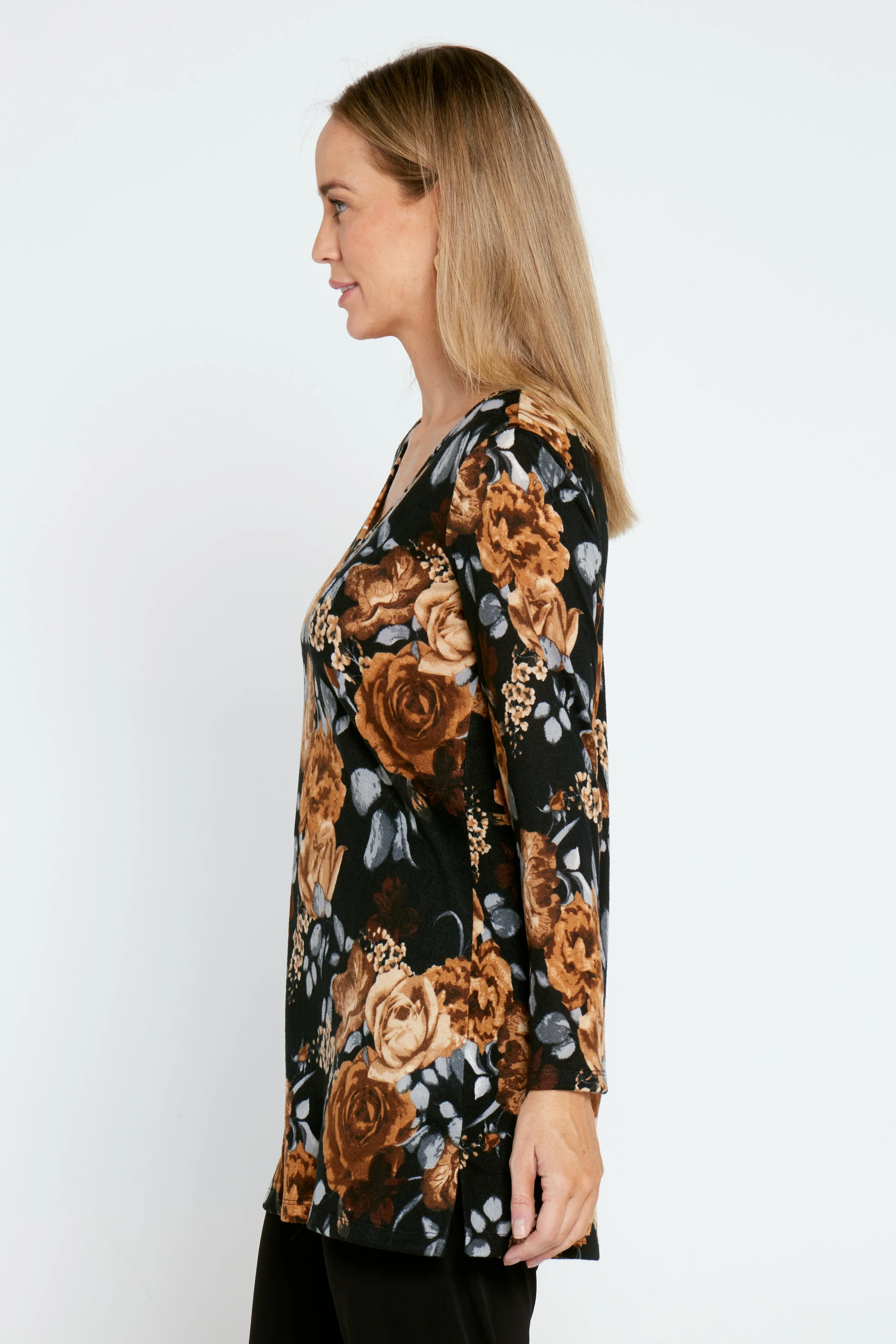 Addie Long Sleeve Knit Top - Autumn Bloom