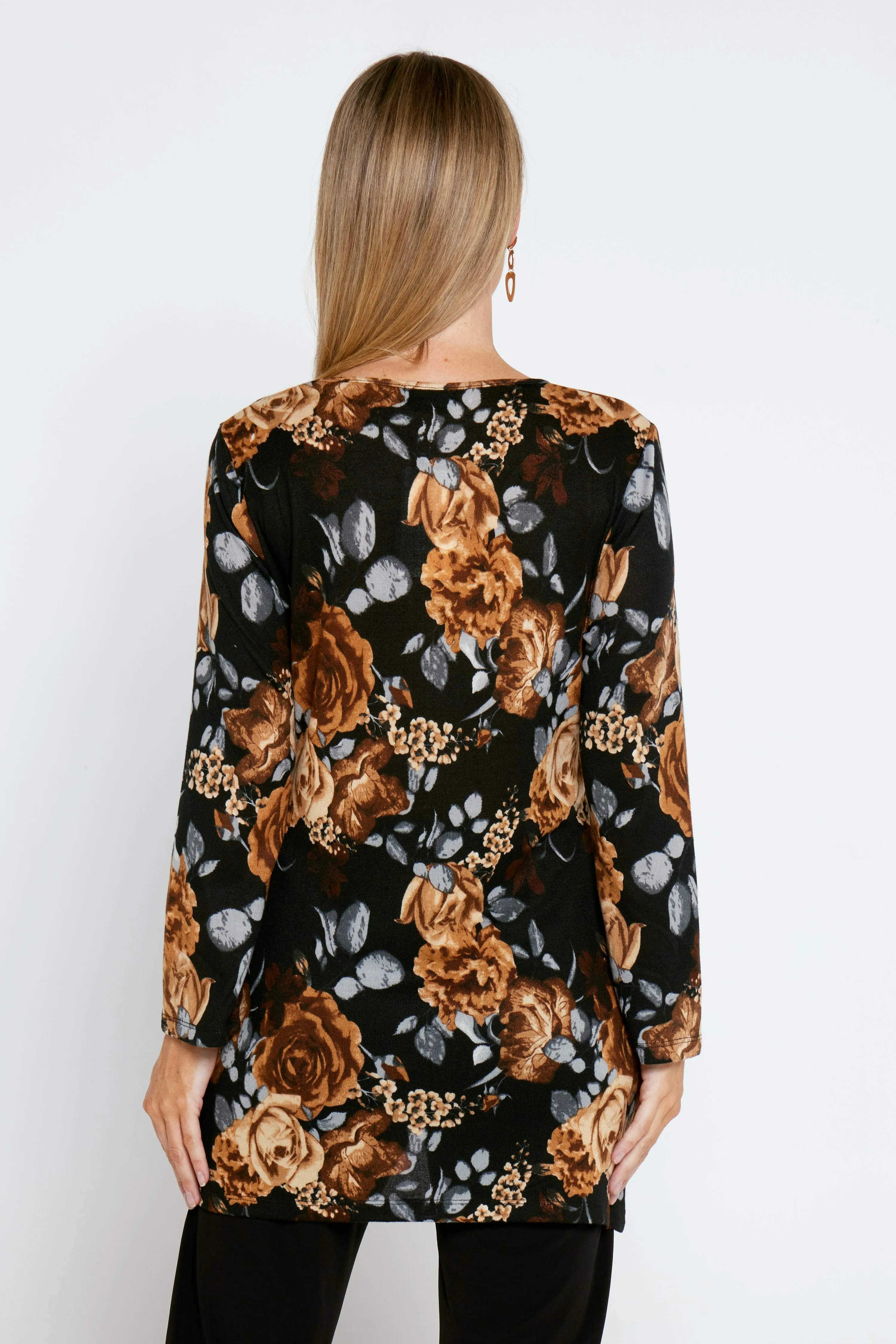 Addie Long Sleeve Knit Top - Autumn Bloom