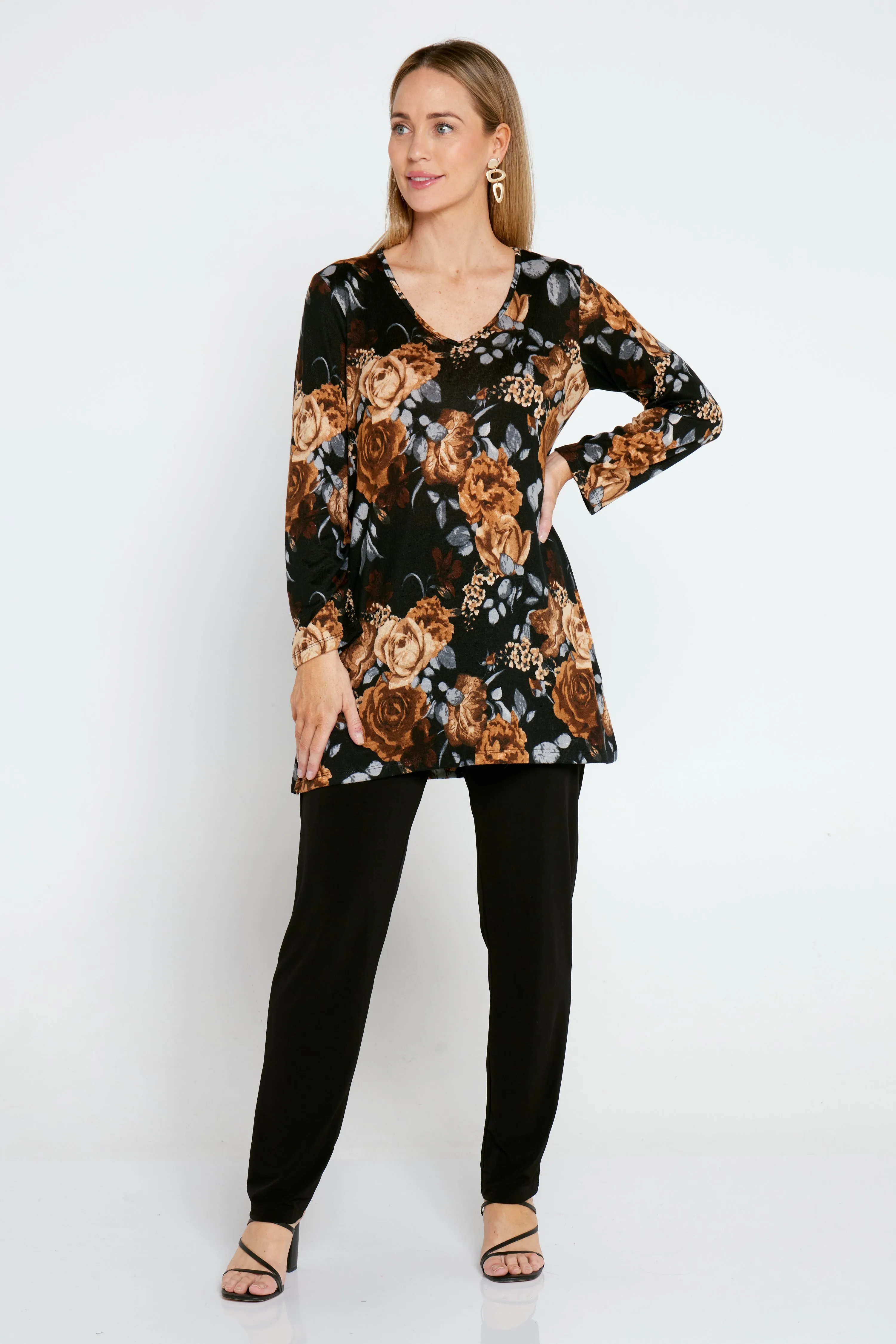 Addie Long Sleeve Knit Top - Autumn Bloom