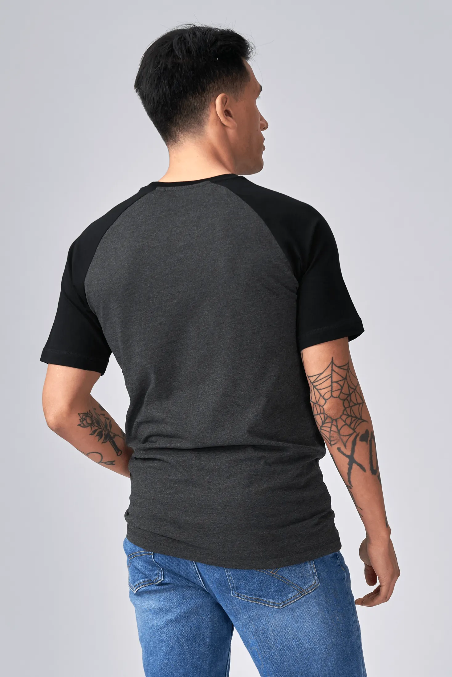 Basic raglan T-shirt - Black-Dark Grey