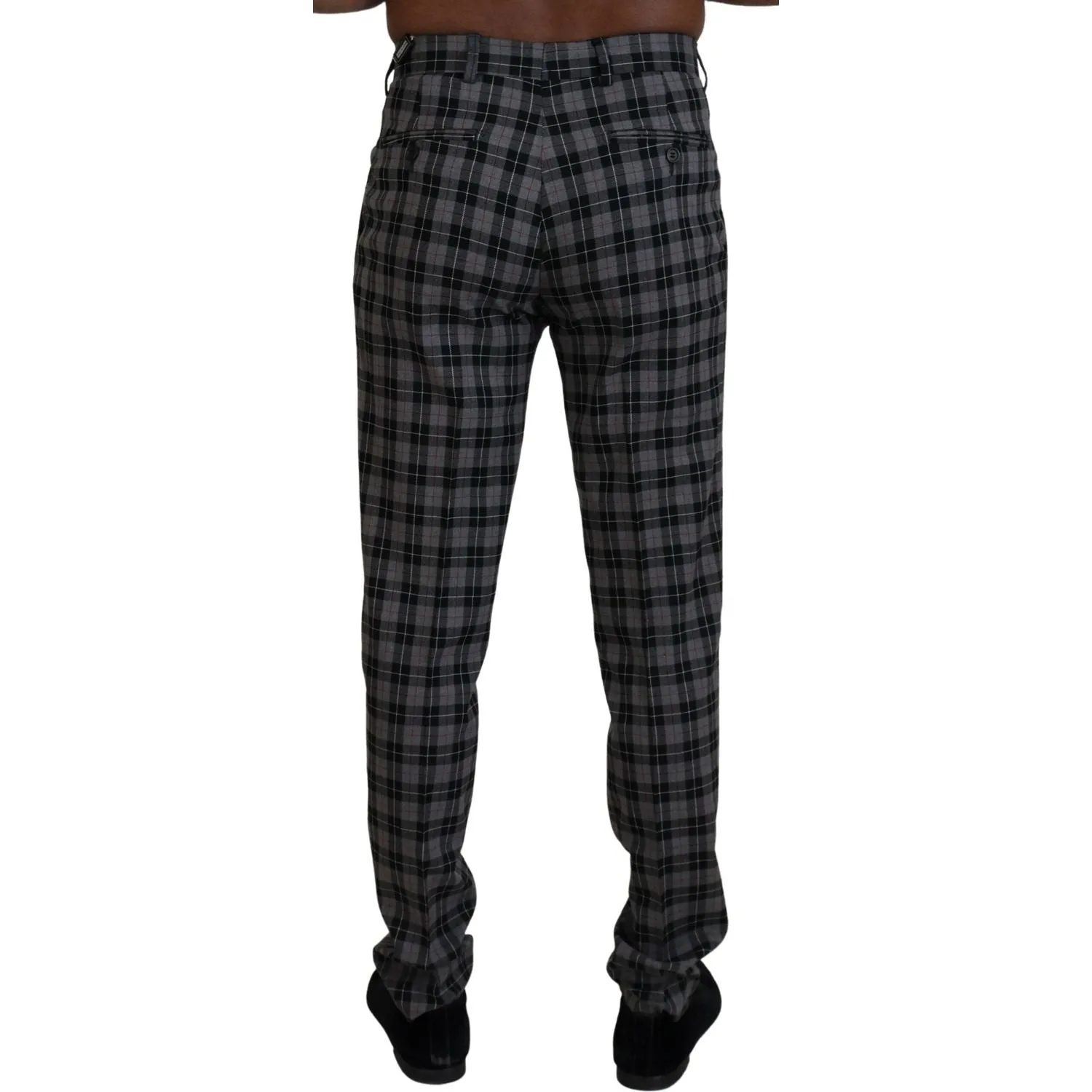 BENCIVENGA Elegant Gray Checked Gentleman's Chinos