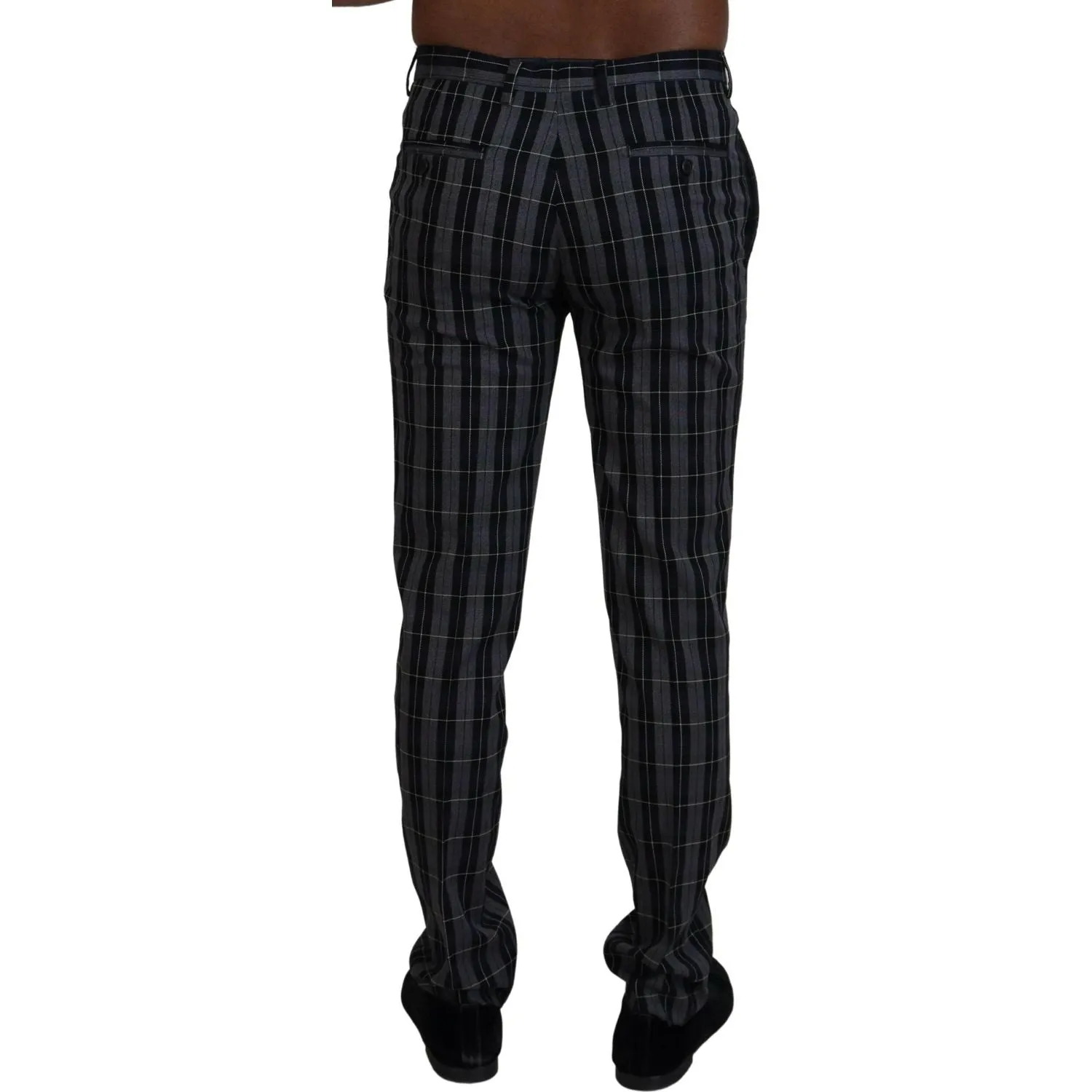 BENCIVENGA Elegant Gray Checkered Wool Chino Pants