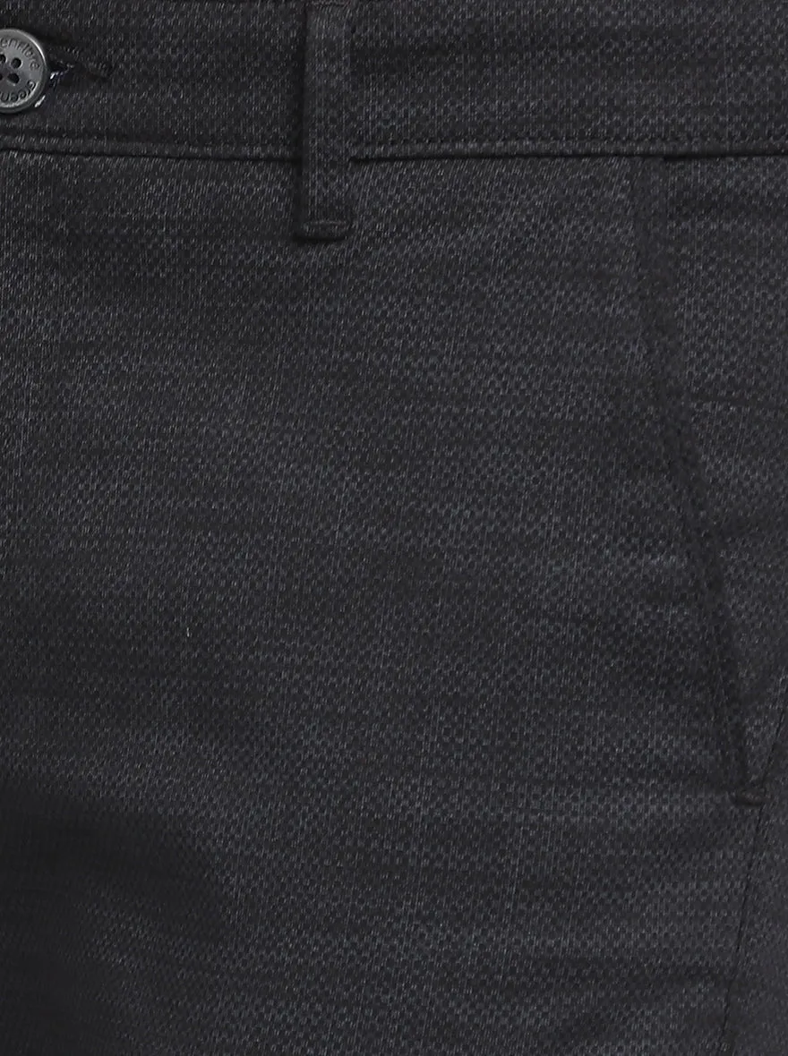 Black Printed Neo Fit Casual Trouser | Greenfibre