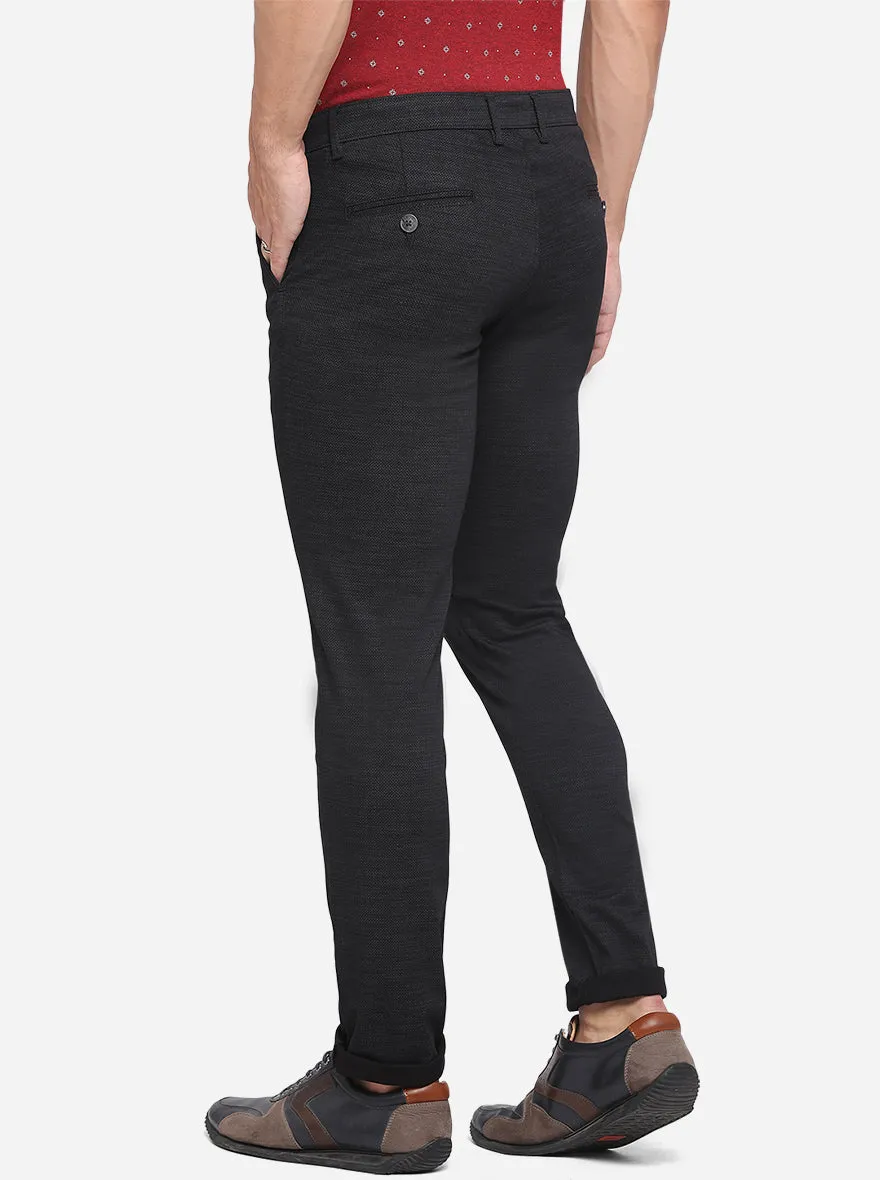 Black Printed Neo Fit Casual Trouser | Greenfibre