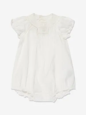 Bonpoint Baby Girls Cotton Romper in Ivory