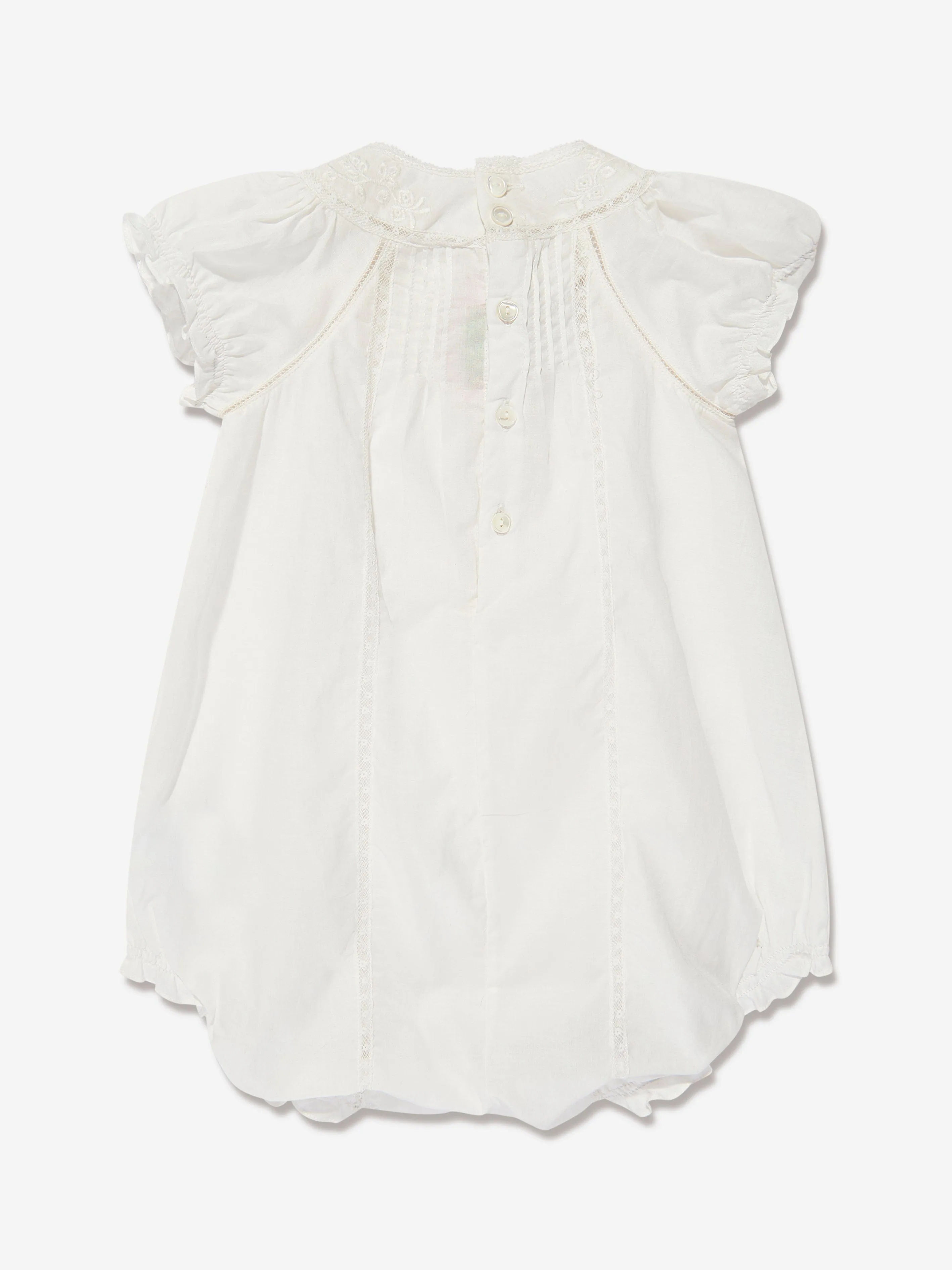 Bonpoint Baby Girls Cotton Romper in Ivory