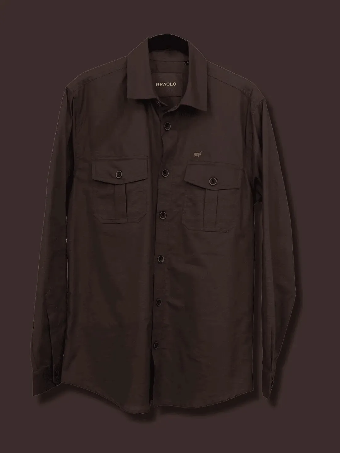 Brown Double Pocket Casual Shirt