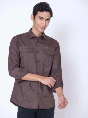 Brown Double Pocket Casual Shirt