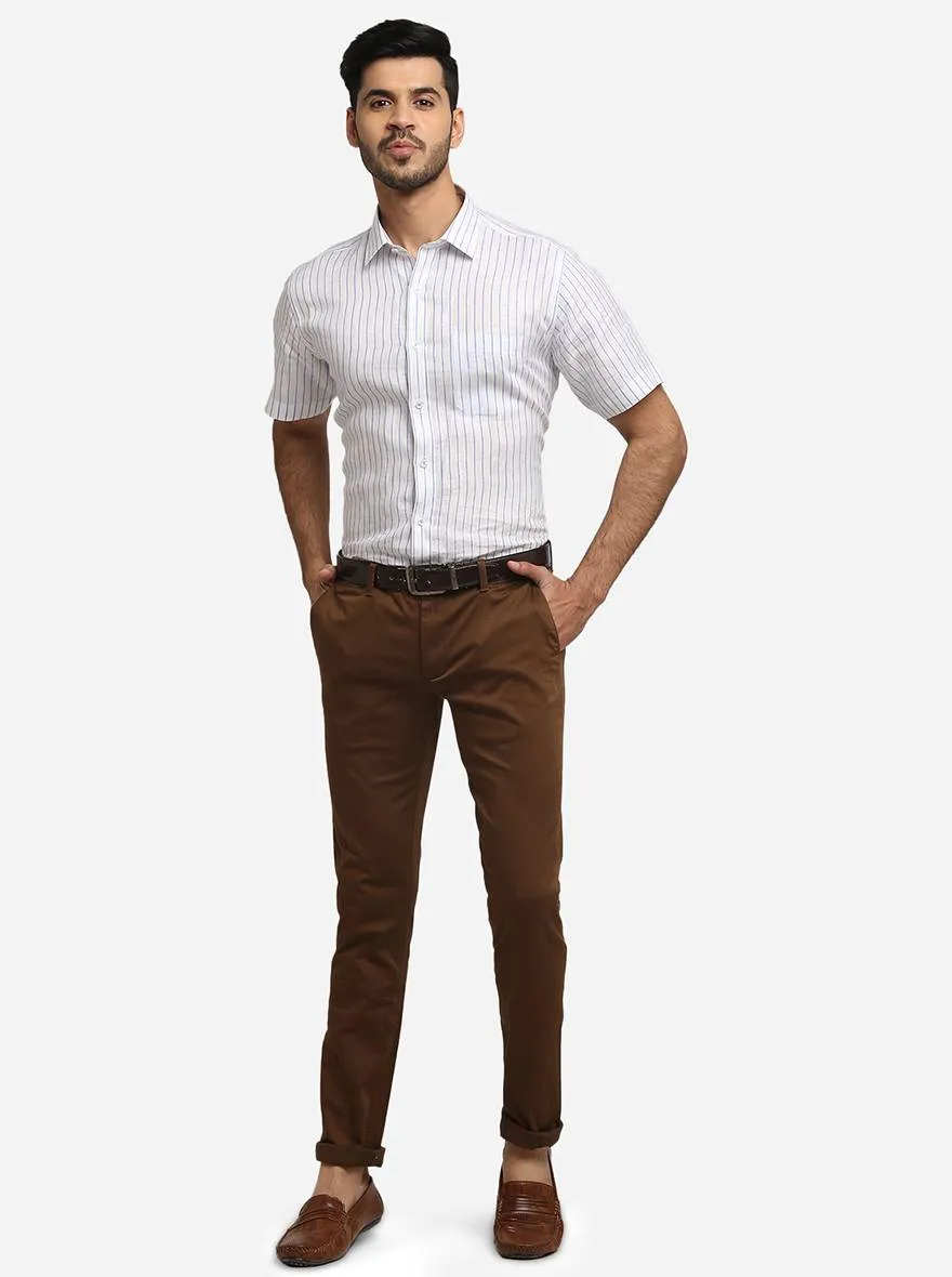 Brown Solid Super Slim Fit Casual Trouser | Greenfibre