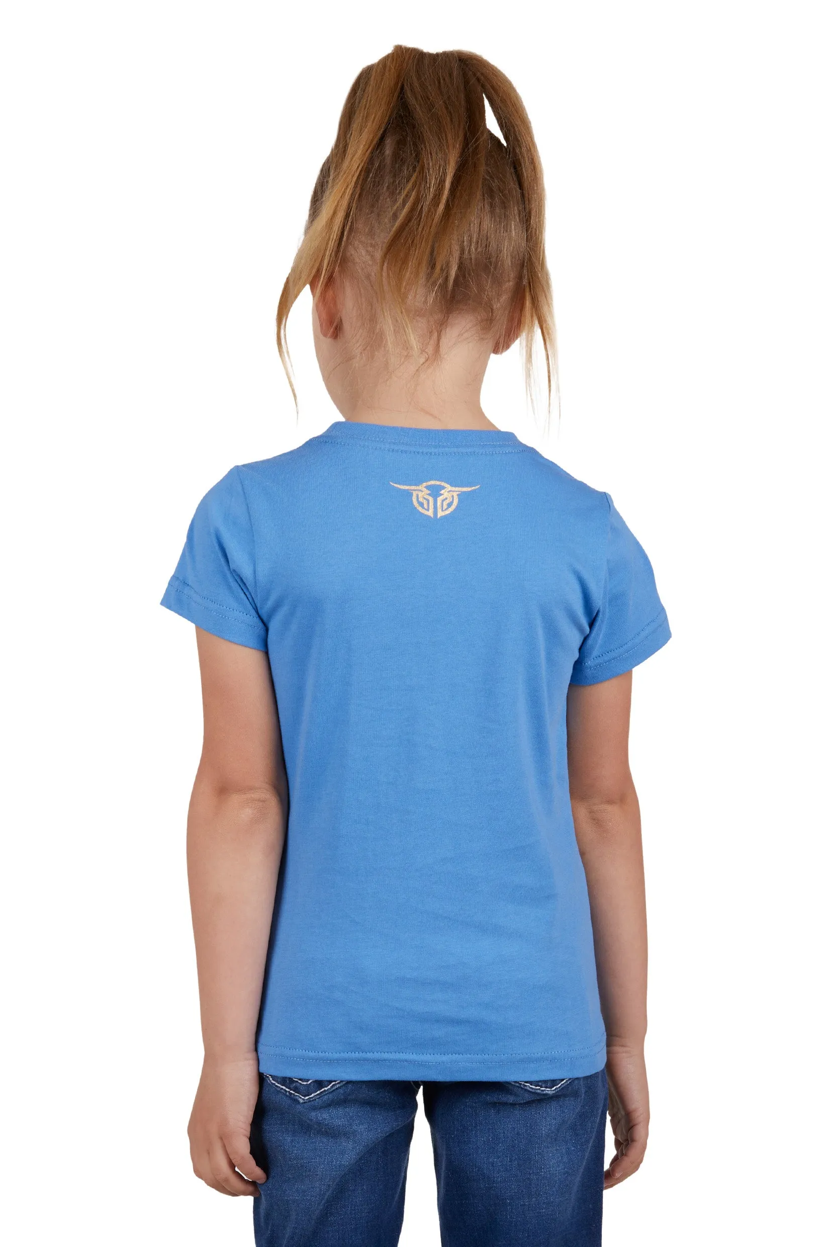 Bullzye Girls Ditsy S/S Tee - Heritage Blue - B3S5503322