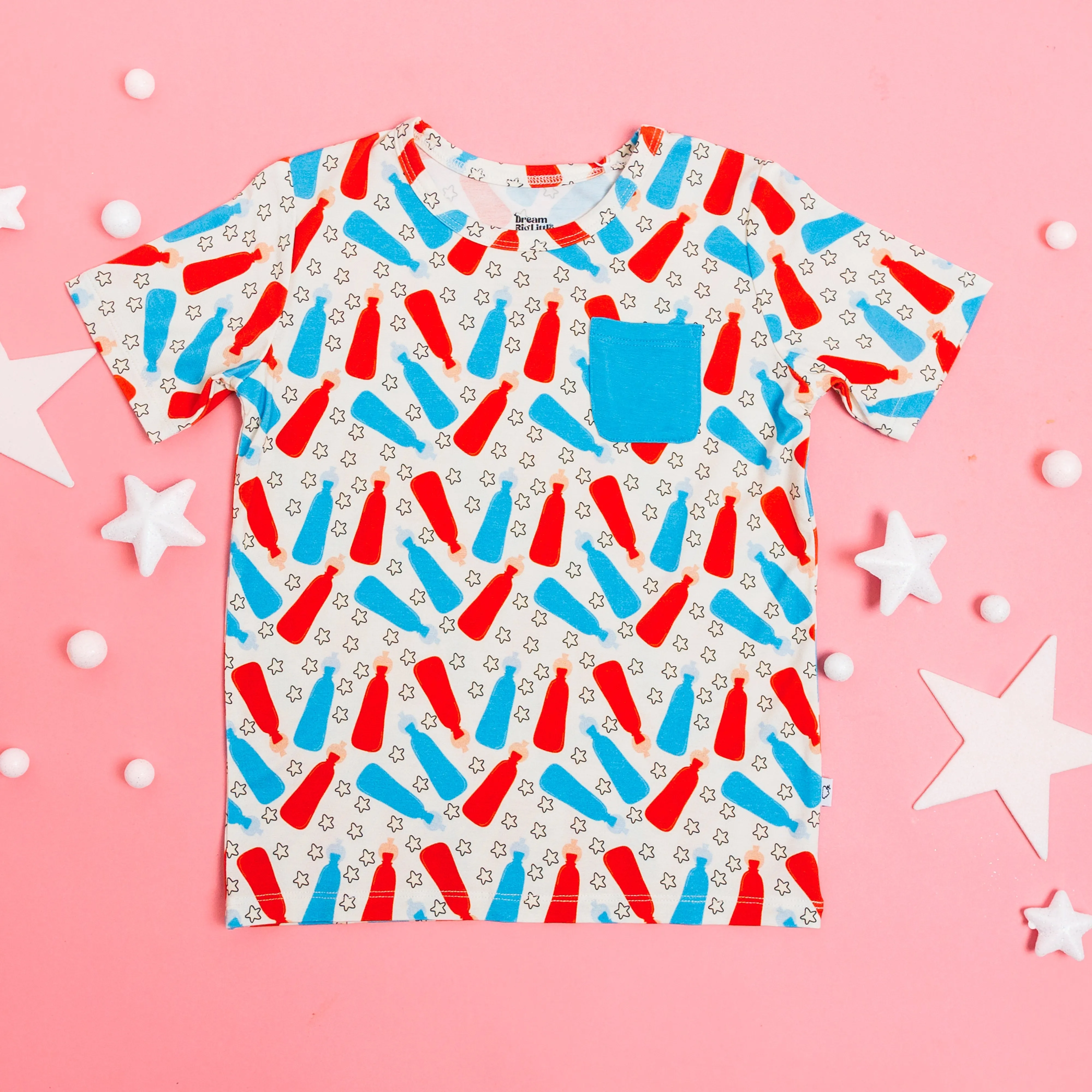 Bursting Red White & Blue Dream Pocket Tee