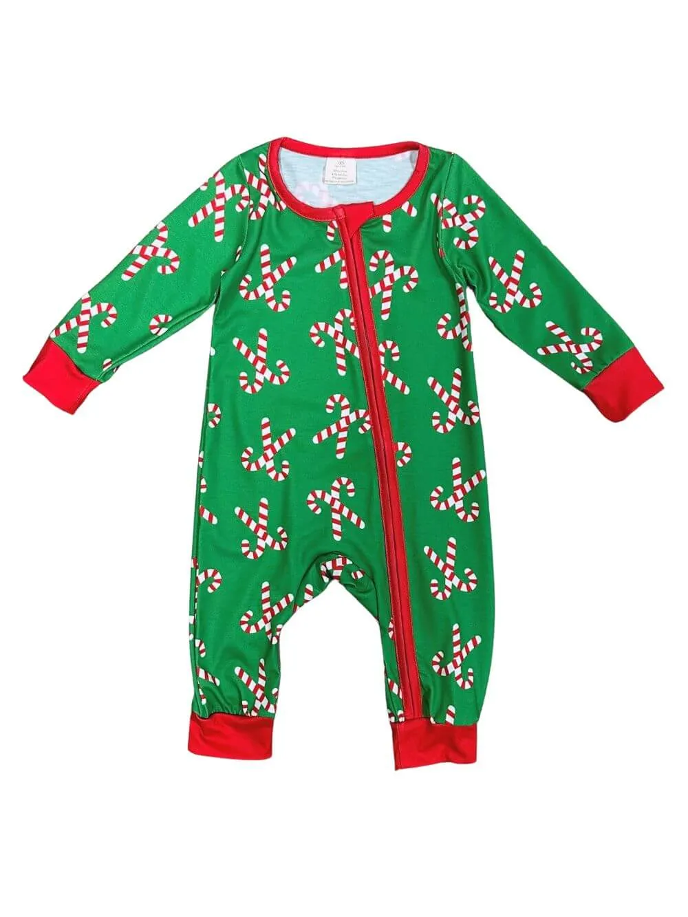 Candy Cane Cutie Green & Red Christmas Baby Romper