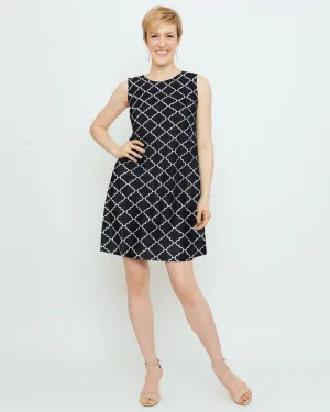 Capri Sheath Dress in Black & White Terrace Tile