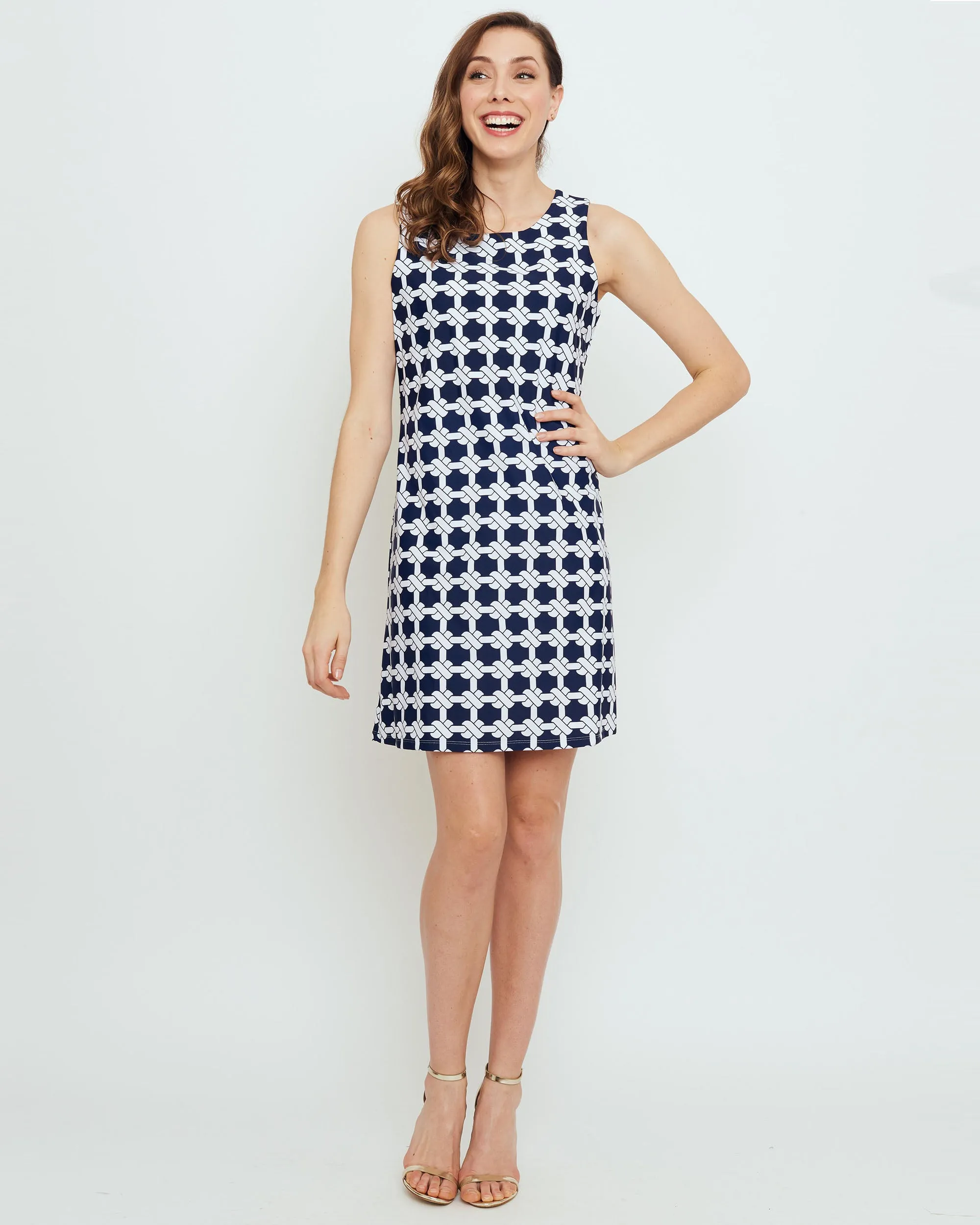 Capri Sheath Dress in Navy Nautical Knots