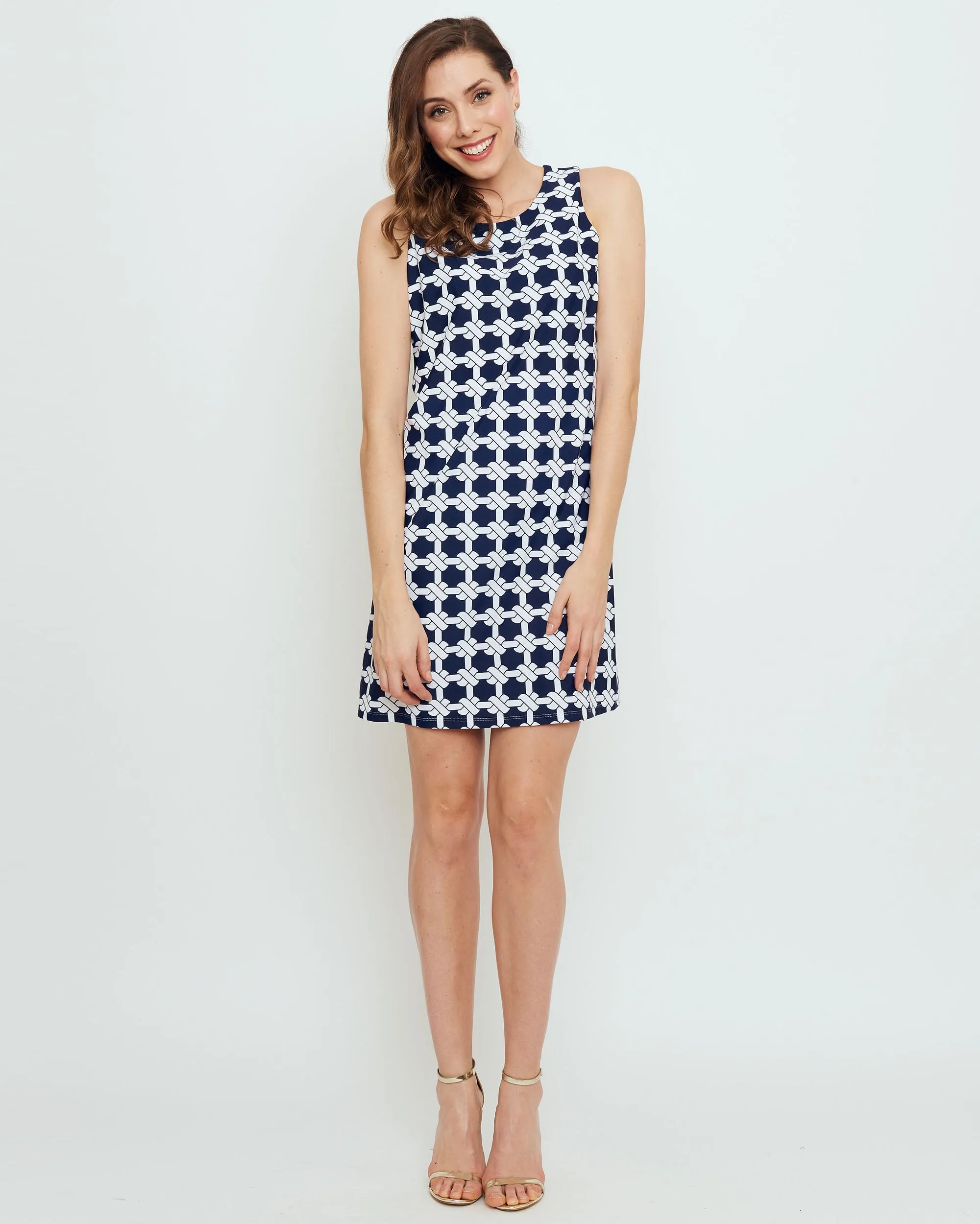 Capri Sheath Dress in Navy Nautical Knots