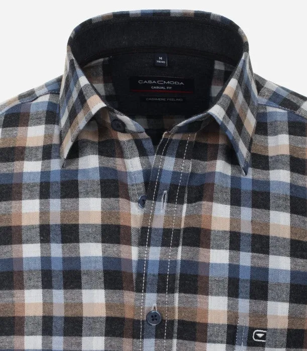 Casa Moda - 3XL Check Shirt, Navy, Beige