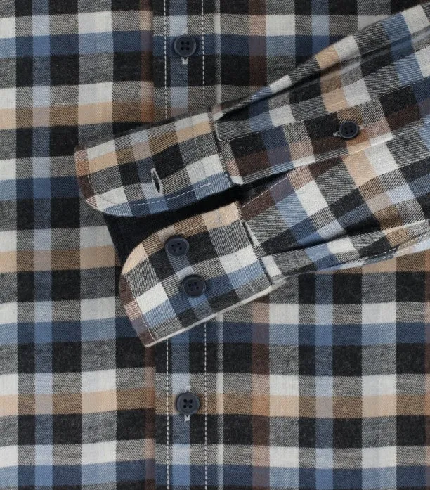 Casa Moda - 3XL Check Shirt, Navy, Beige