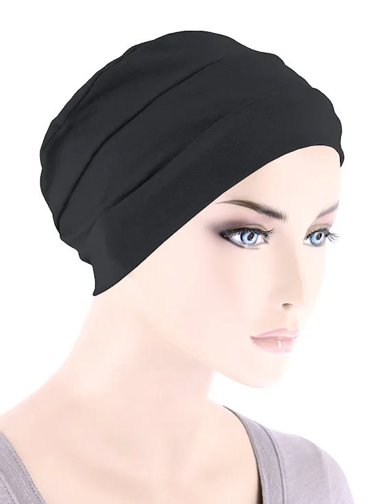 CKC-BLACK#Chemo Cloche Cap in Black