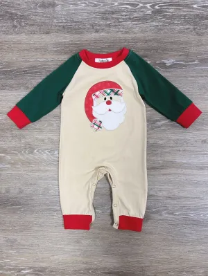 Classic Santa Claus Red & Green Raglan Baby Romper