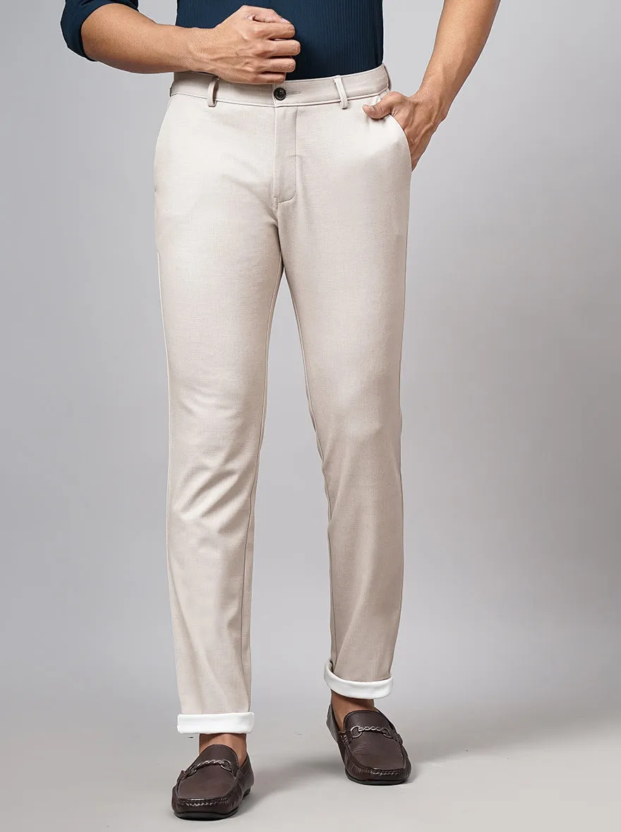 Cream Washed Venice Fit Casual Trouser | JadeBlue