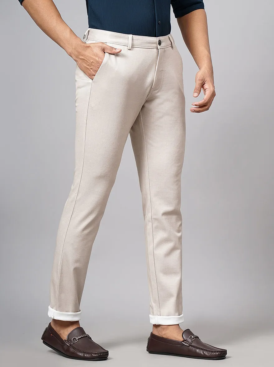 Cream Washed Venice Fit Casual Trouser | JadeBlue