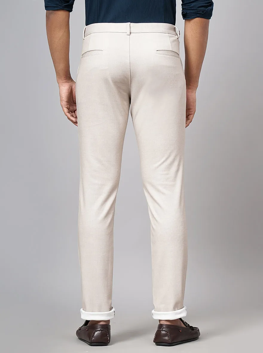 Cream Washed Venice Fit Casual Trouser | JadeBlue