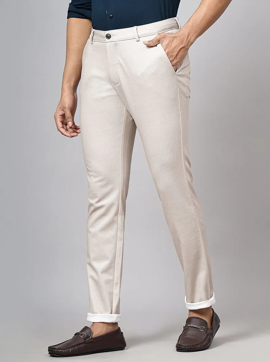 Cream Washed Venice Fit Casual Trouser | JadeBlue