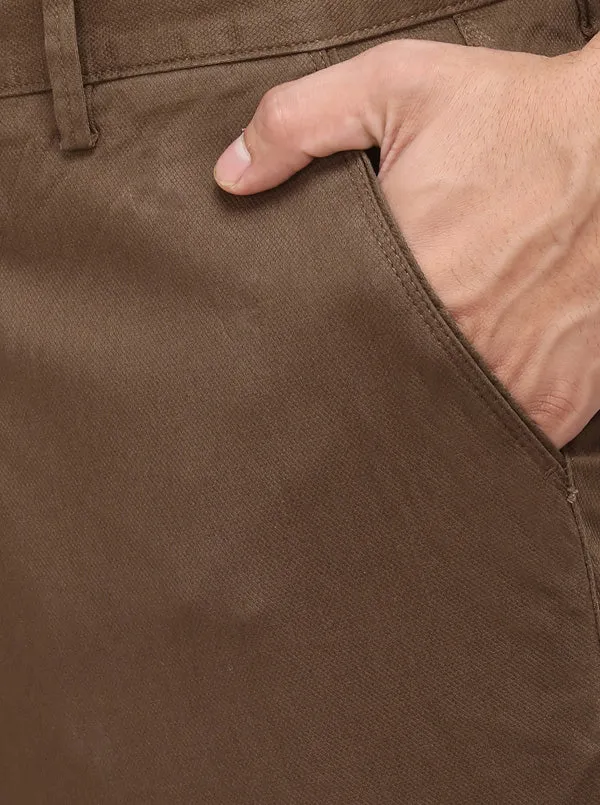 Dark Brown Solid Uno Fit Casual Trouser | JadeBlue