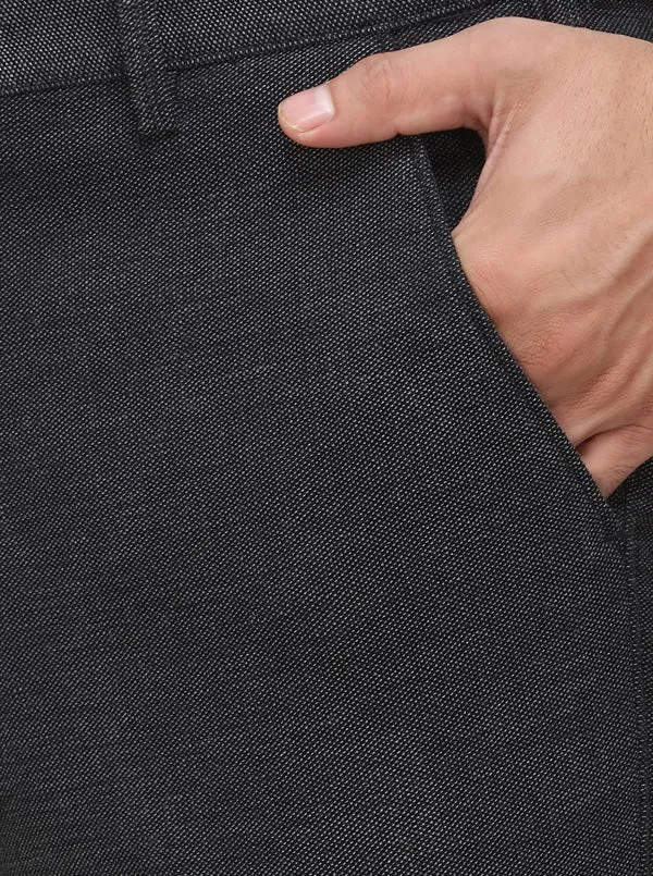 Dark Grey Solid Slim Fit Casual Trouser | Greenfibre