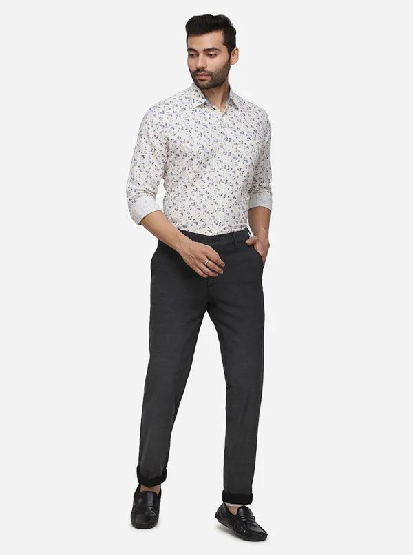 Dark Grey Solid Slim Fit Casual Trouser | Greenfibre