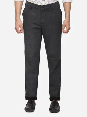 Dark Grey Solid Slim Fit Casual Trouser | Greenfibre