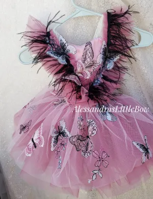 Dusty Rose Monarch Butterfly Whimsical Romper