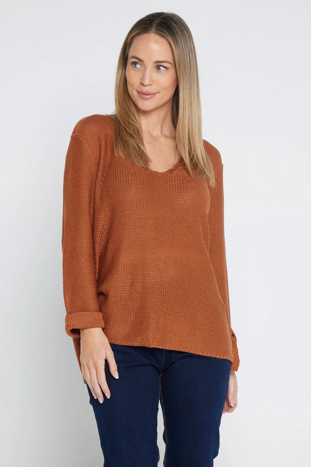 Emmy Cotton Knit Jumper - Brown