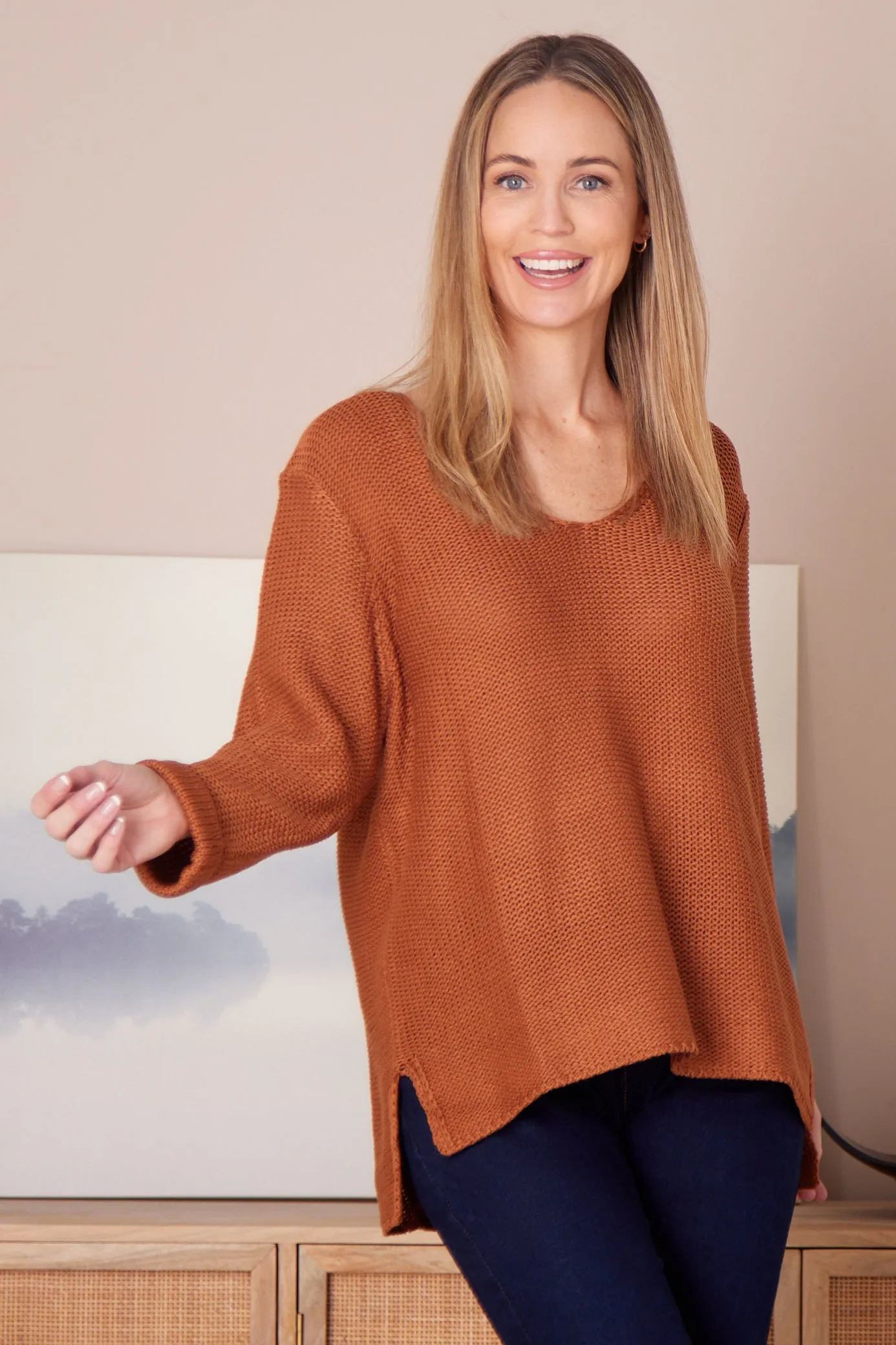 Emmy Cotton Knit Jumper - Brown