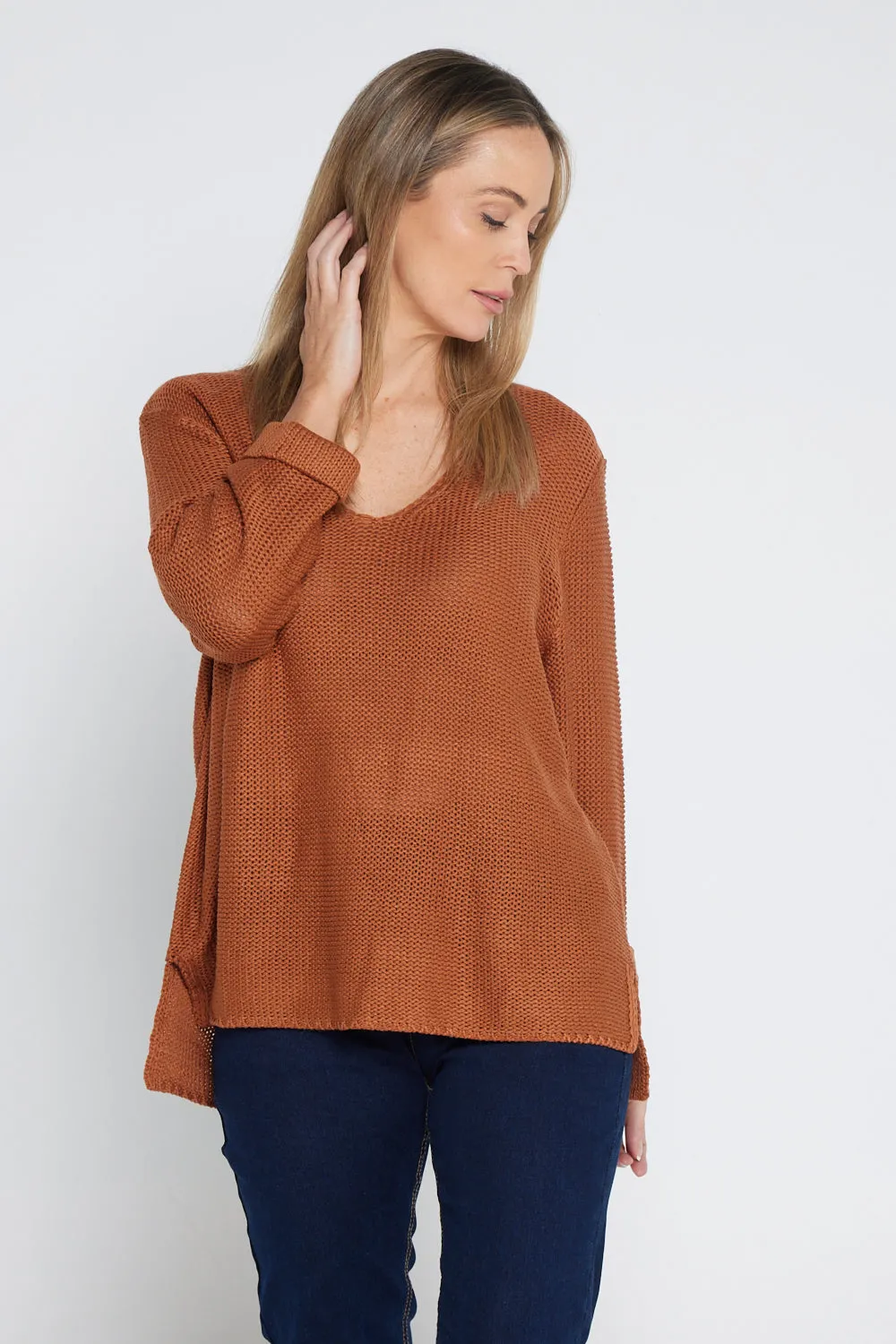 Emmy Cotton Knit Jumper - Brown