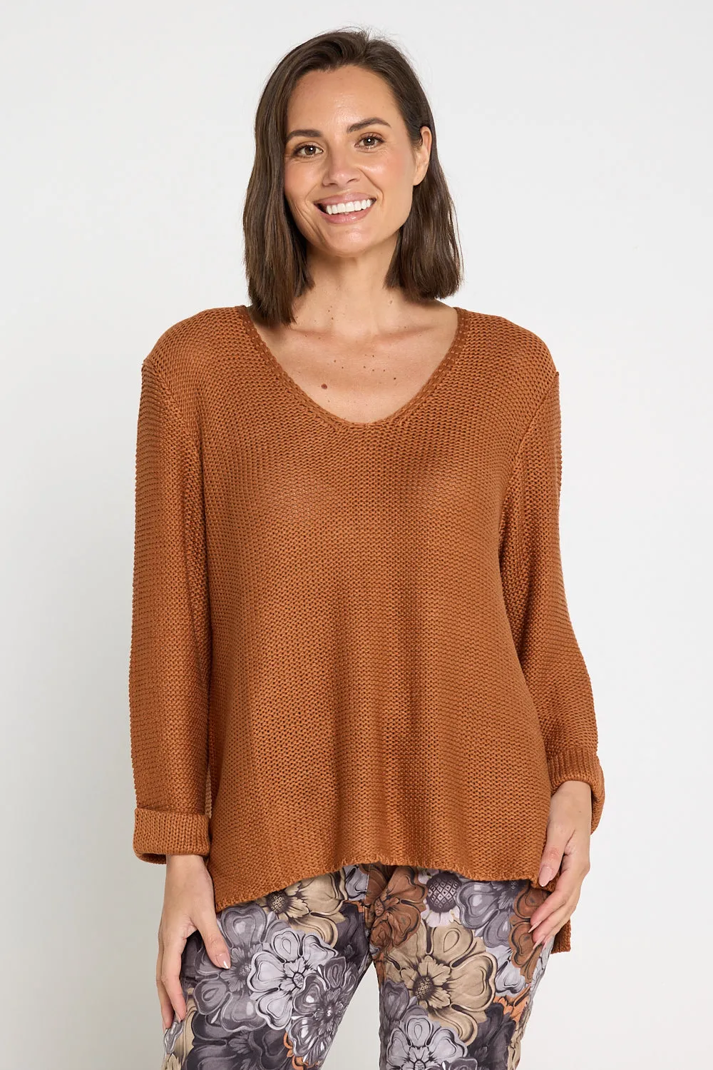 Emmy Cotton Knit Jumper - Brown