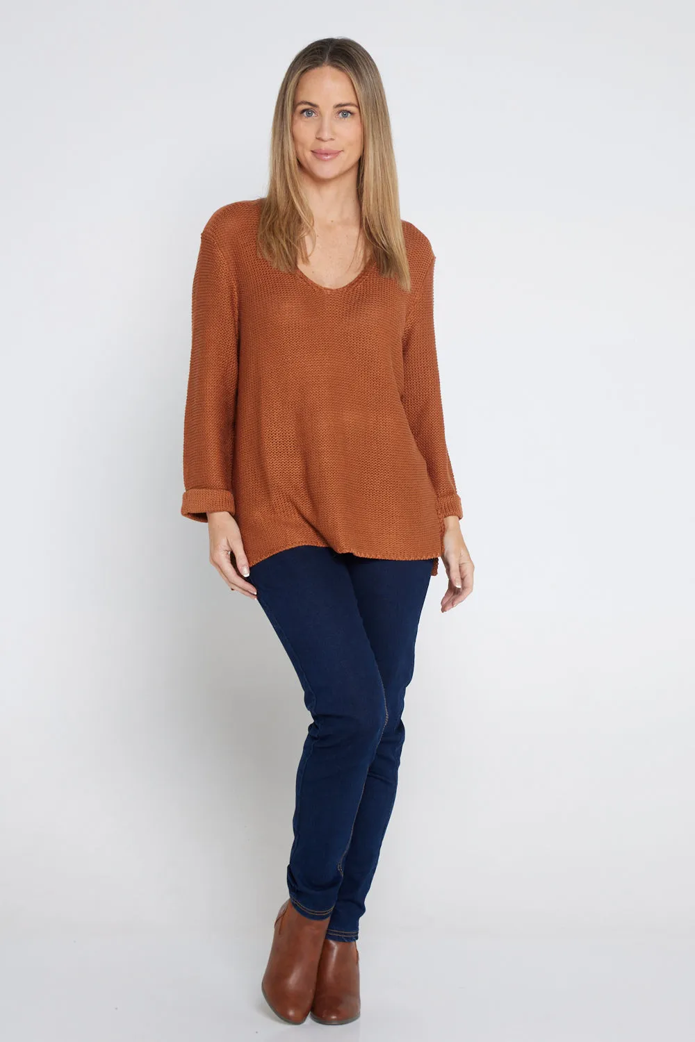 Emmy Cotton Knit Jumper - Brown