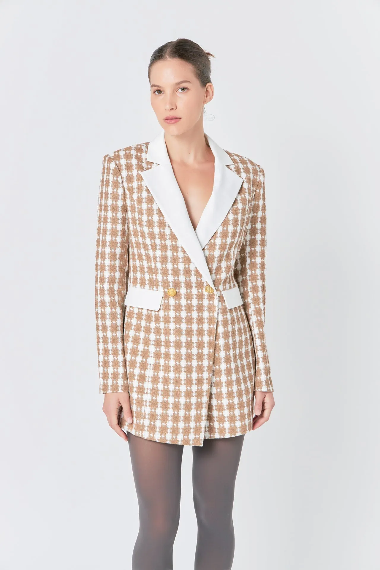 Endless Rose - Premium Houndstooth Blazer Romper