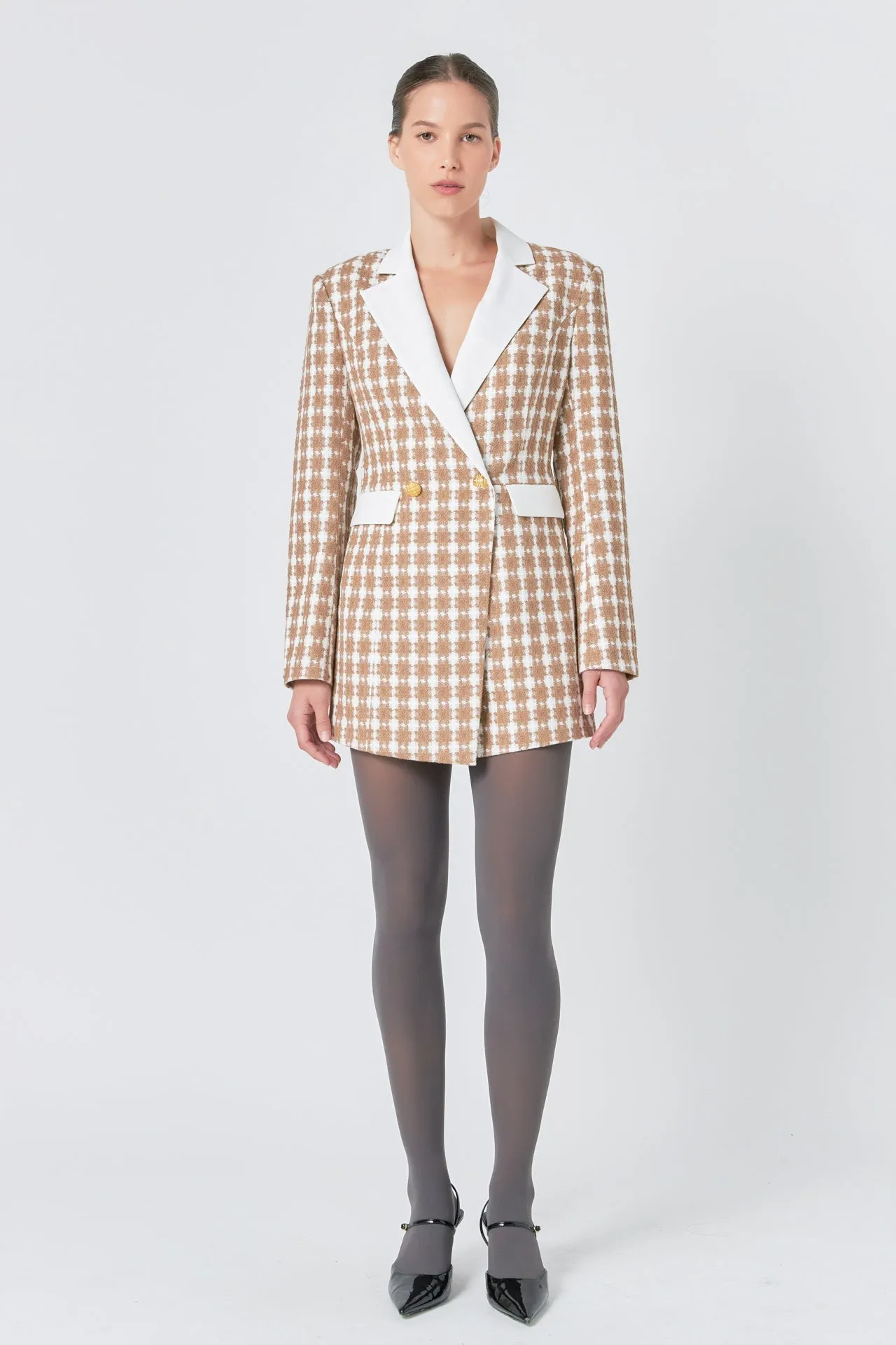 Endless Rose - Premium Houndstooth Blazer Romper