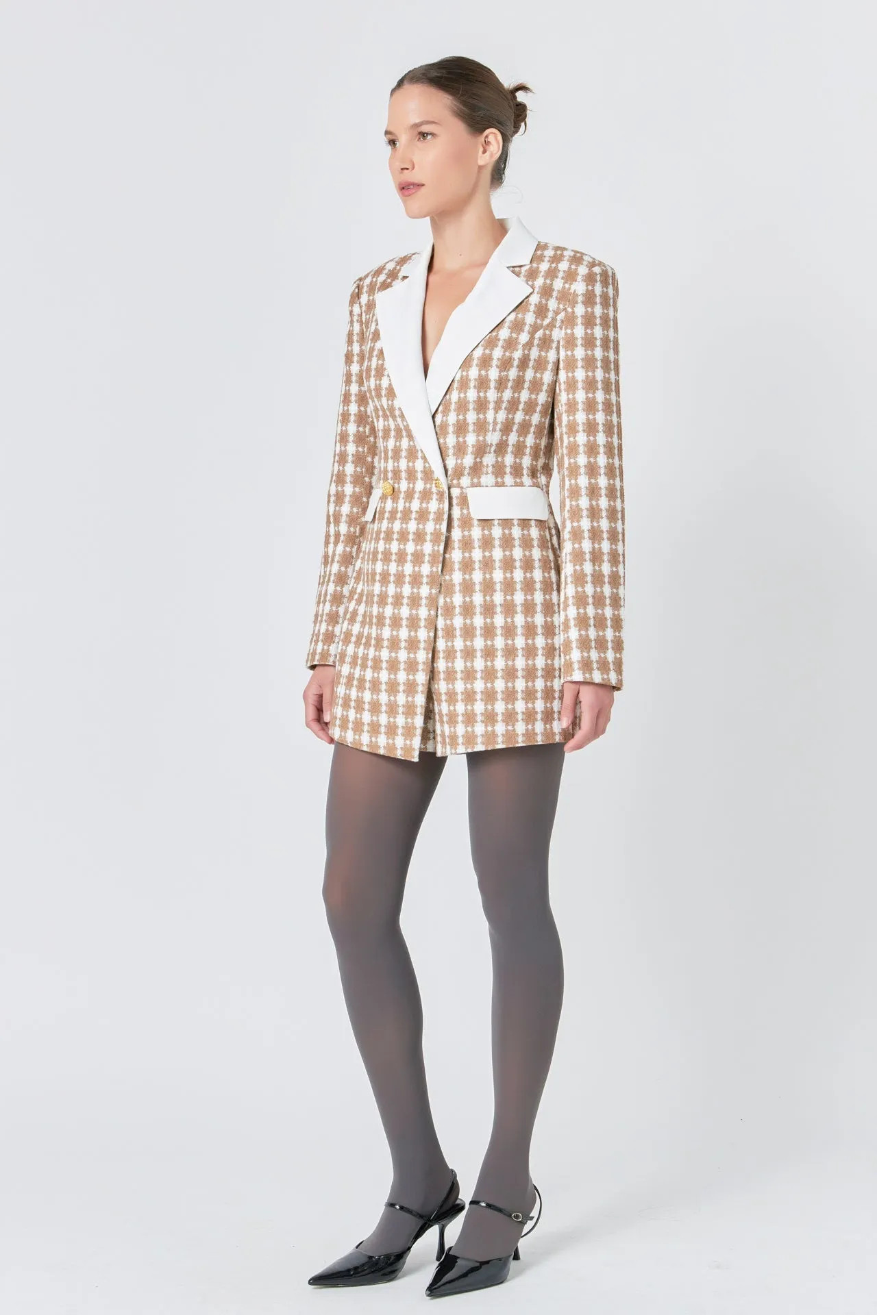 Endless Rose - Premium Houndstooth Blazer Romper