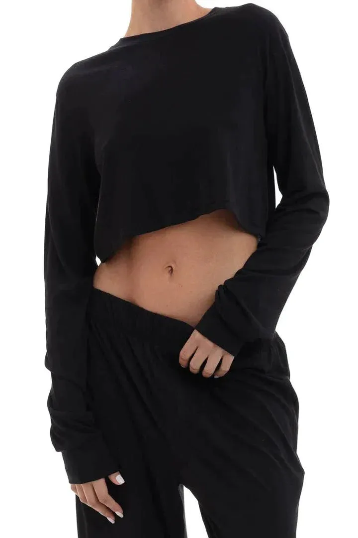 Eterne long sleeve cropped rib t-shirt black