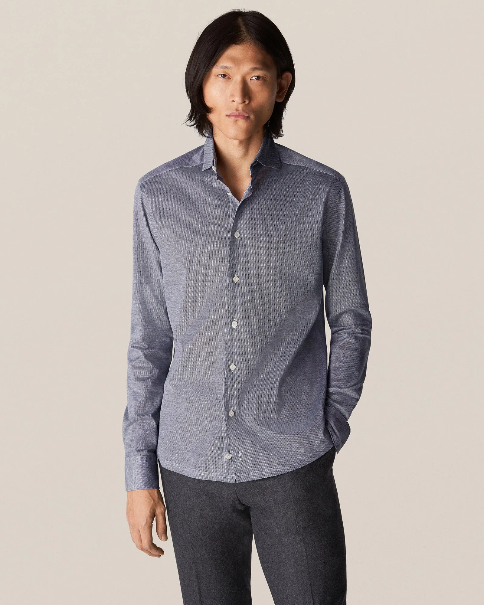 ETON 10000264228 BLUE SLIM SC PIQUE SHIRT