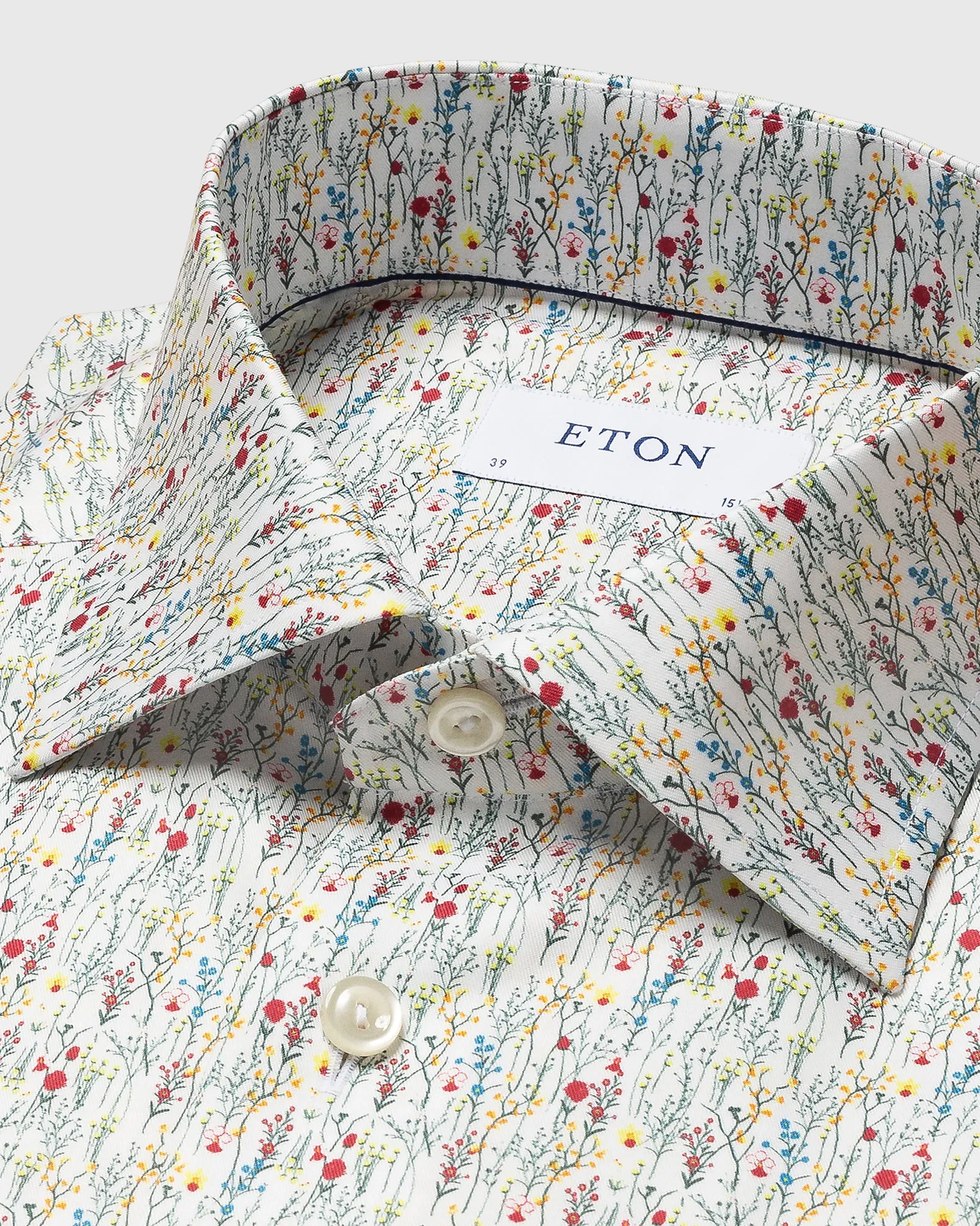 ETON 10000326001 WHITE PRINT SLIM SC SHIRT