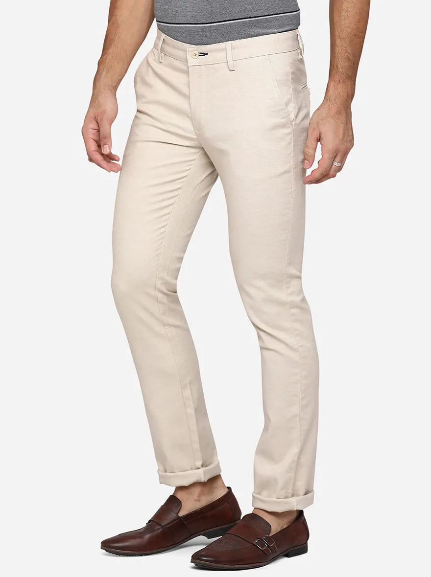 Fawn Solid Super Slim Fit Casual Trouser | Greenfibre