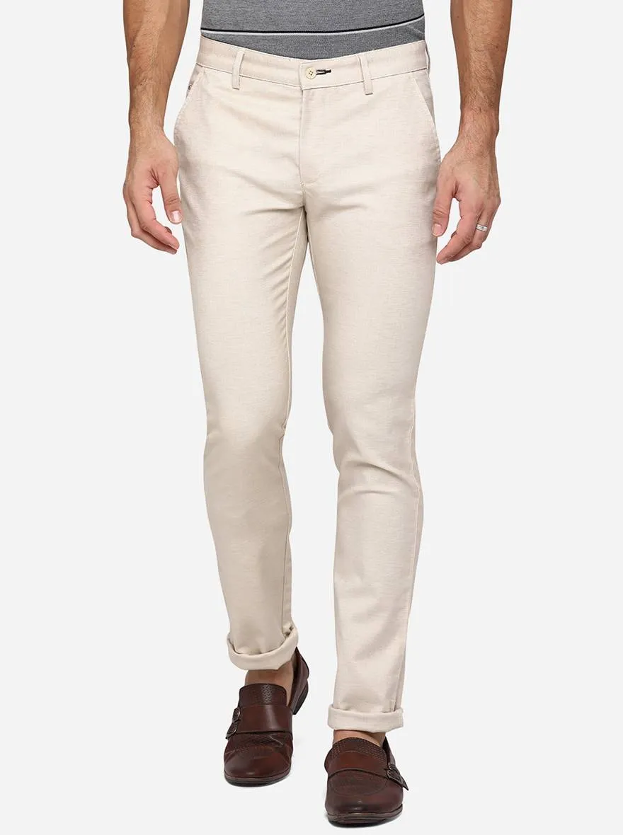 Fawn Solid Super Slim Fit Casual Trouser | Greenfibre