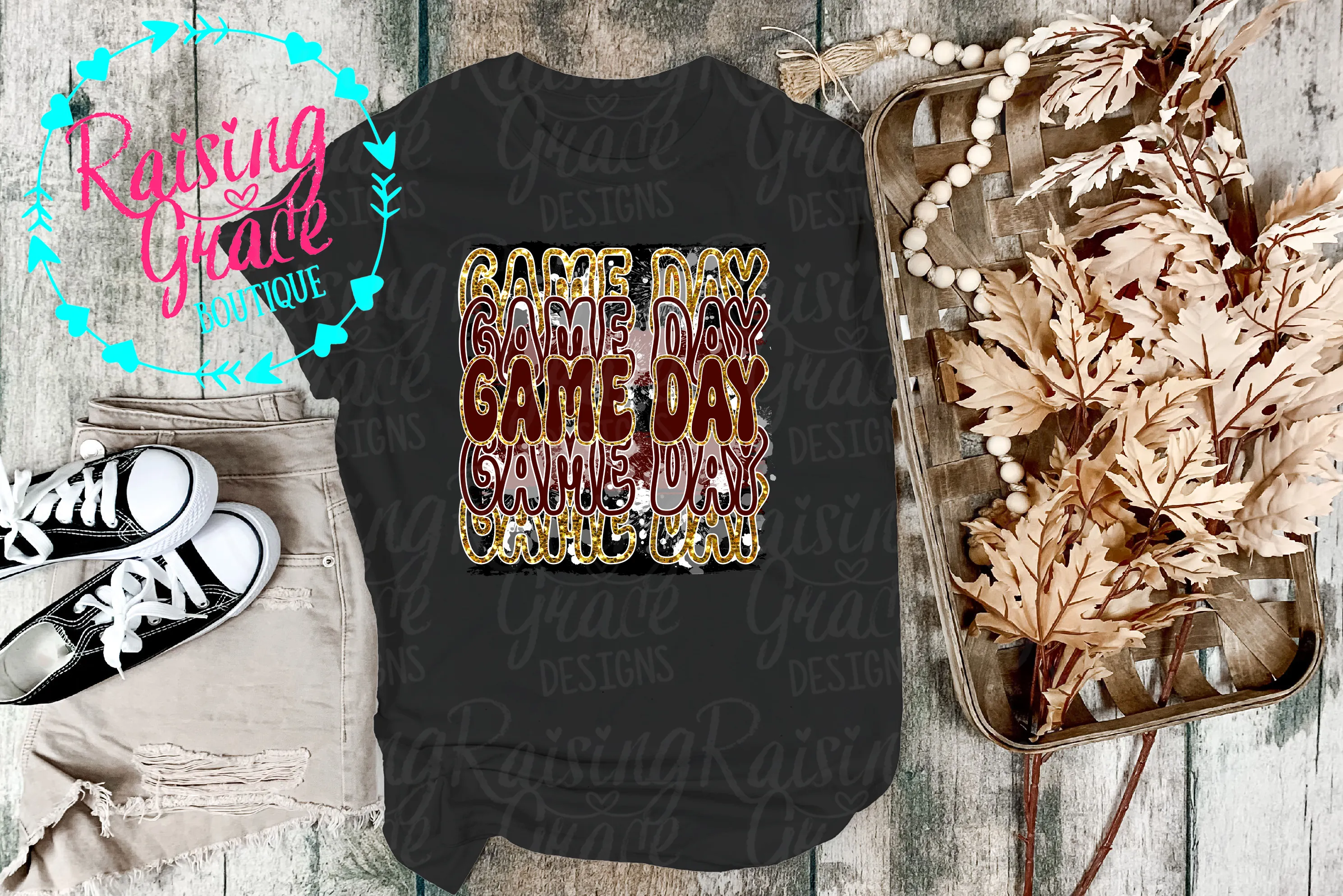 Game Day Retro - Maroon and Gold - T-Shirt - Adult