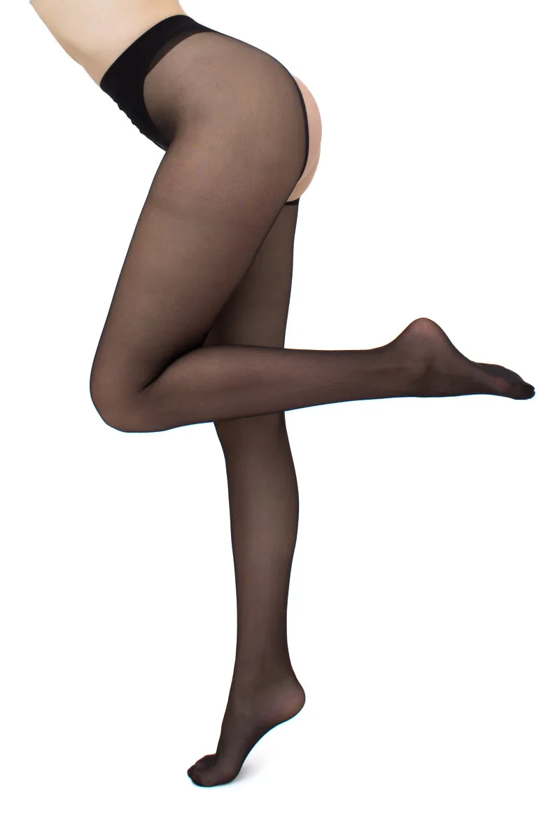 Giulia Intimo Plus 20 Denier Open Gusset - Sheer Crotchless Tights