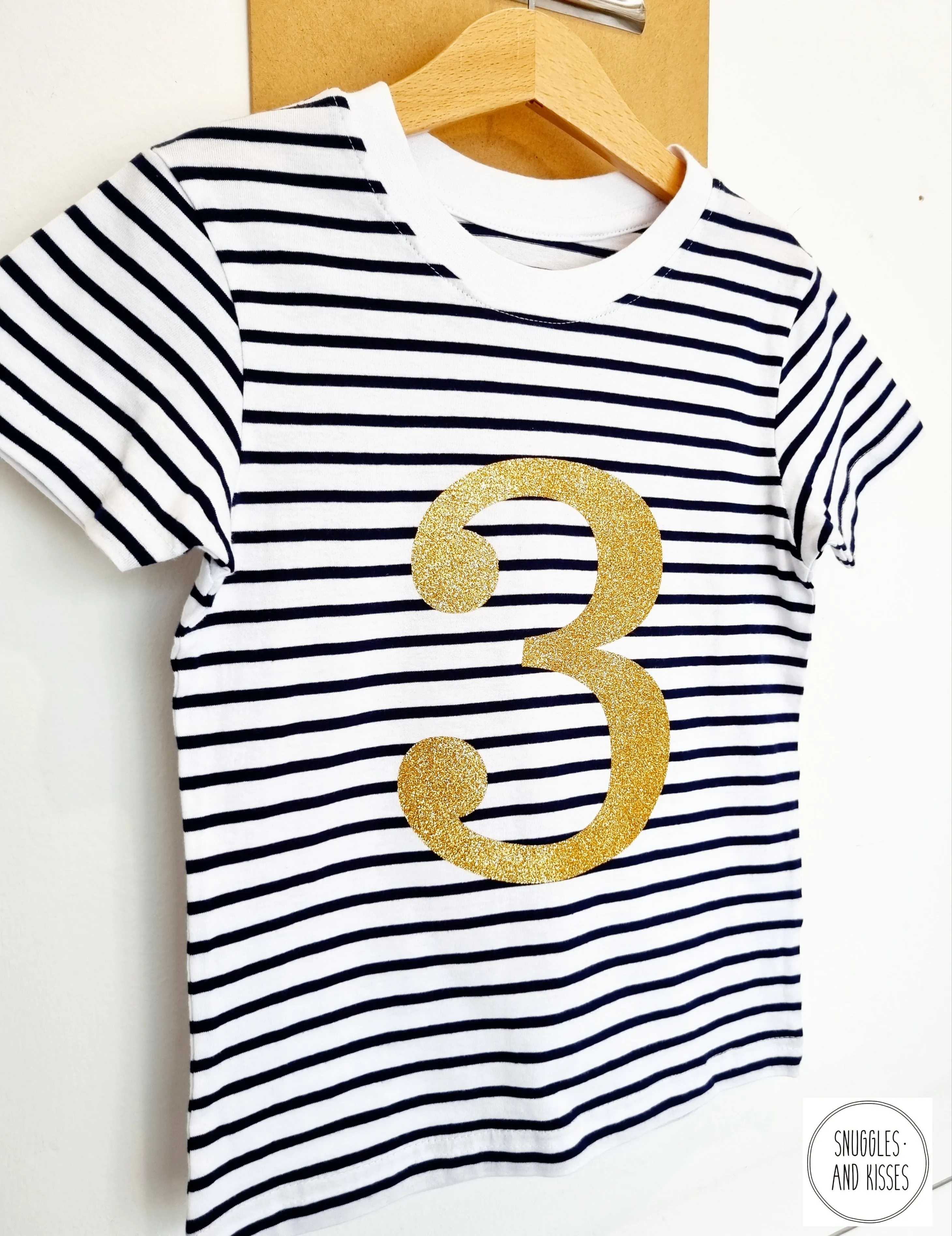 Gold Glitter Number 3 Birthday Tee