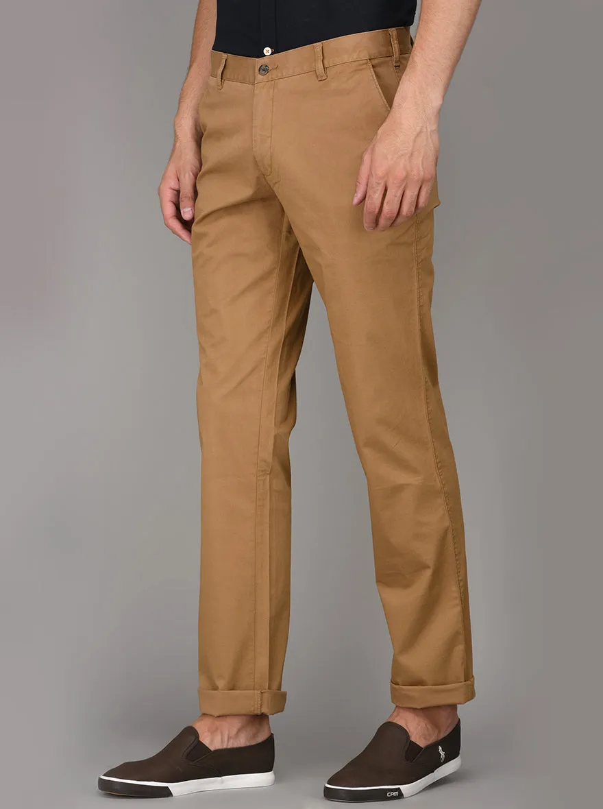 Greenfibre Brown Slim Fit Casual Trouser